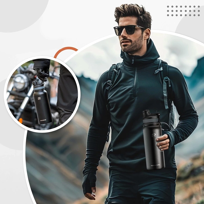 Rockbros 35210029001 bicycle thermal bottle for drinks 530 ml - black