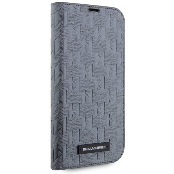 Case Karl Lagerfeld KLBKP14SSAKLHPG iPhone 14 6.1" bookcase silver/silver Saffiano Monogram Case