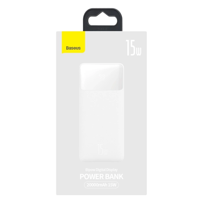Baseus Bipow Fast Charging Power Bank 20000mAh 15W weiß (Overseas Edition) + USB-A - Micro USB 0,25m Kabel weiß (PPBD050102)