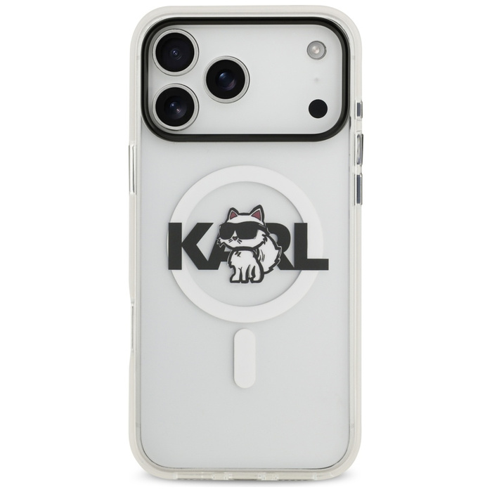 Etui Karl Lagerfeld IML Choupette Sketch Logo MagSafe do iPhone 17 Pro Max przezroczysty