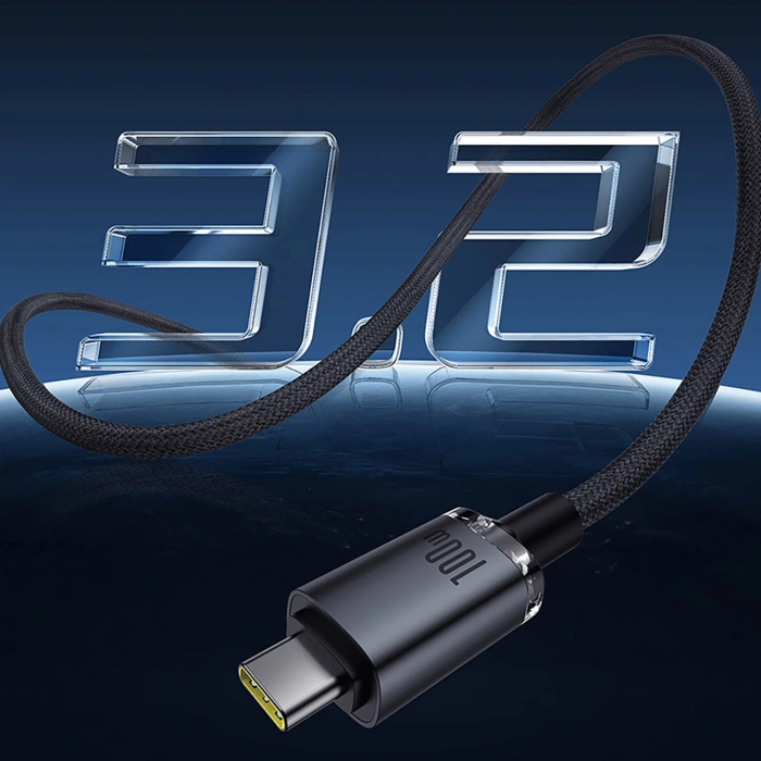 Baseus Crystal Shine CB000089 USB-C / USB-C USB3.2-Kabel 100 W 20 Gbit/s 1,5 m – Schwarz