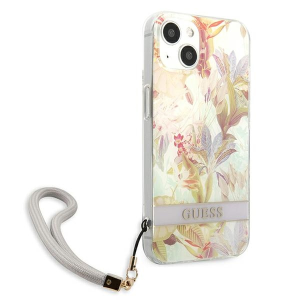 Case GUESS Apple iPhone 13 Mini Flower Strap Purple Hardcase
