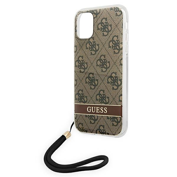 Case GUESS Apple iPhone 11 4G Print Strap Brown Hardcase