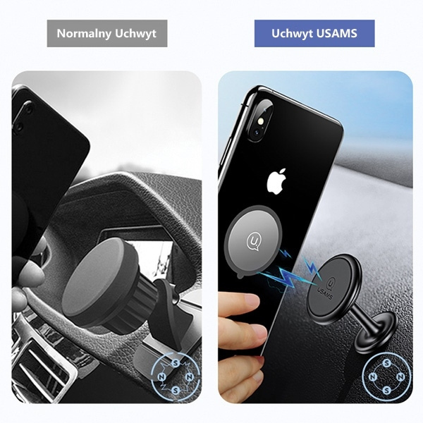 USAMS Magnetic holder for the cockpit, dashboard, glued, adjustable, standing red