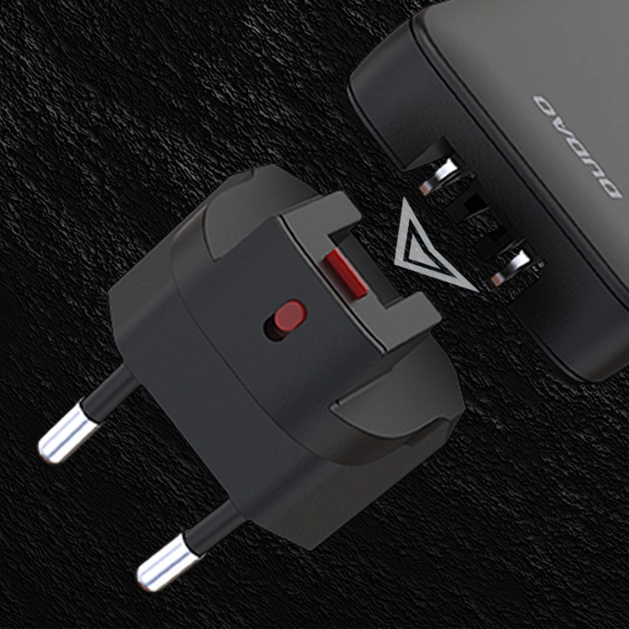 GaN Dudao A65Q 65W USB-A / USB-C PD Ultradünnes Wandladegerät - Schwarz