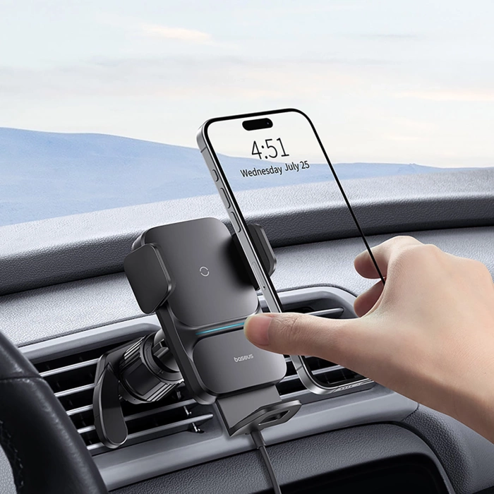 Baseus Wisdom caricatore a induzione supporto per telefono da auto per note adesive nero (CGZX000001)