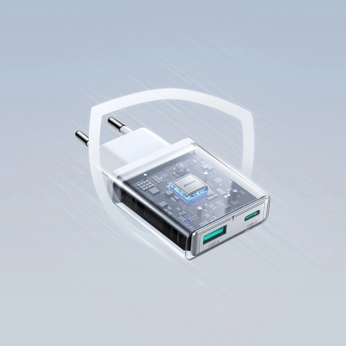 Joyroom JR-TCF14 20W USB-A USB-C Wandladegerät superdünn – Weiß