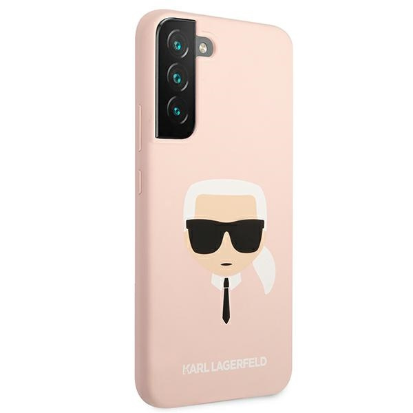 Cover KARL LAGERFELD Custodia rigida rosa per Samsung Galaxy S22 Plus in silicone con testa di Karl
