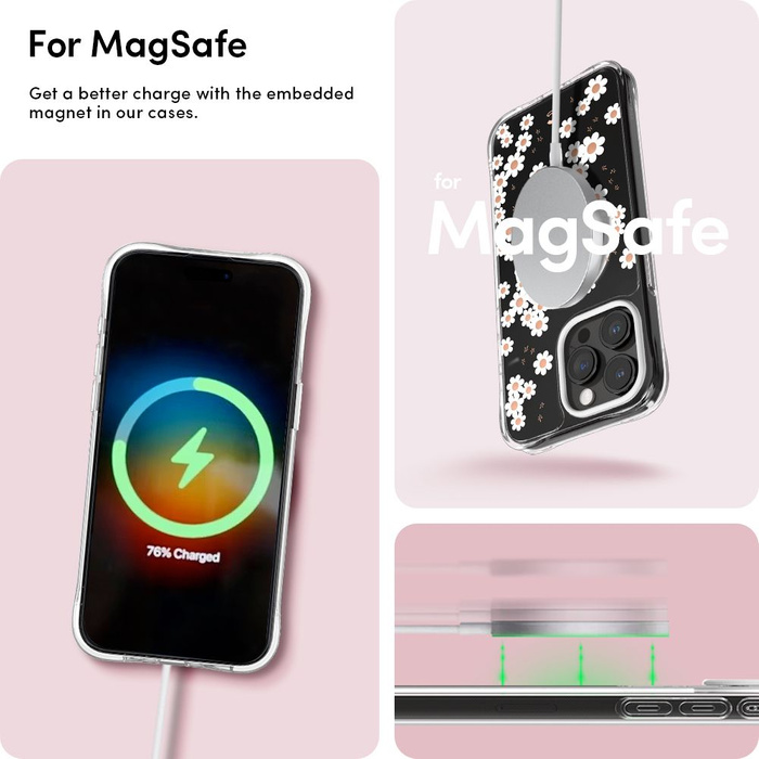 Case iPhone 15 Pro Max Spigen Cyrill Cecile Mag MagSafe White Daisy Case