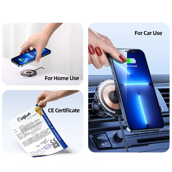 USAMS Držák indukční US-CD164 15W 2v1 Magneetický pro větrací mřížku transparentní CD164DZ02