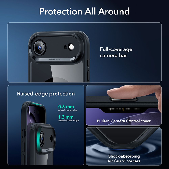 ESR CLASSIC HYBRID MagSafe & TEMPERED GLASS IPhone 17 AIR CLEAR/BLACK