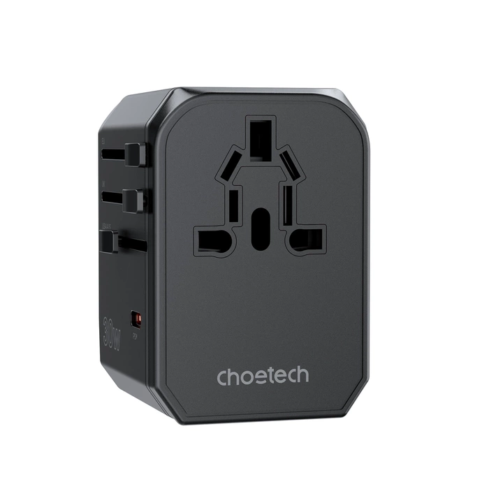 Choetech PD6041 USB-C USB-A PD 30W Travel Charger with 4 US EU UK AU Plugs - Black