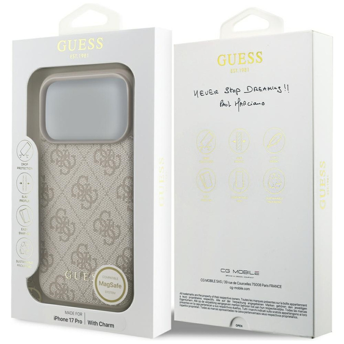 Etui Guess 4G Charms Collection MagSafe  do iPhone 17 Pro różowy