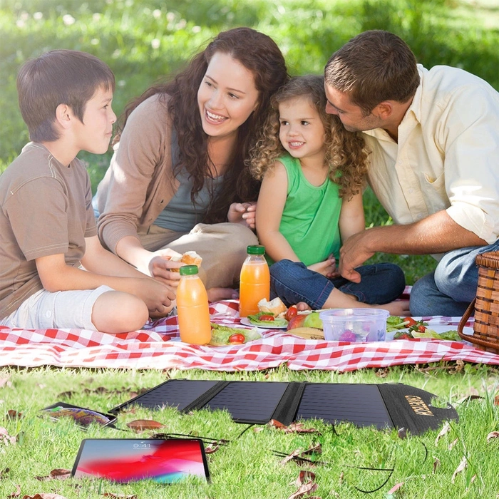 Choetech SC001 faltbares Solarladegerät 19W 2x USB-A - Schwarz