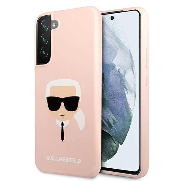 Cover KARL LAGERFELD Custodia rigida rosa per Samsung Galaxy S22 Plus in silicone con testa di Karl
