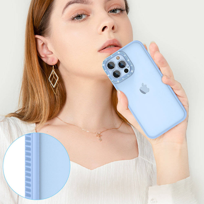 Kingxbar Sparkle Series per iPhone 13 Pro Max con cover posteriore in cristalli blu