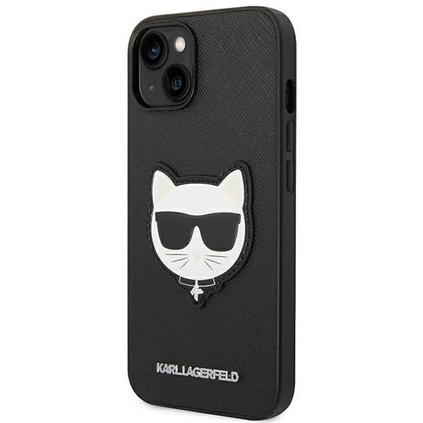 Hülle Karl Lagerfeld iPhone 14 Plus 6.7" hartcase schwarz/schwarz Saffiano Choupette Head Patch
