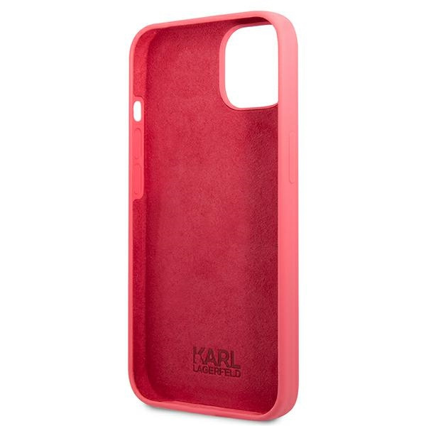 Hülle KARL LAGERFELD Apple iPhone 13 Mini Silikon Plaque Rosa Fuchsia Hartcase