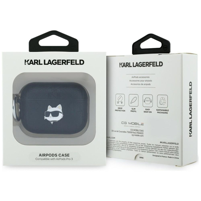 Etui Karl Lagerfeld Monogram Choupette   Head do AirPods Pro 3 czarny