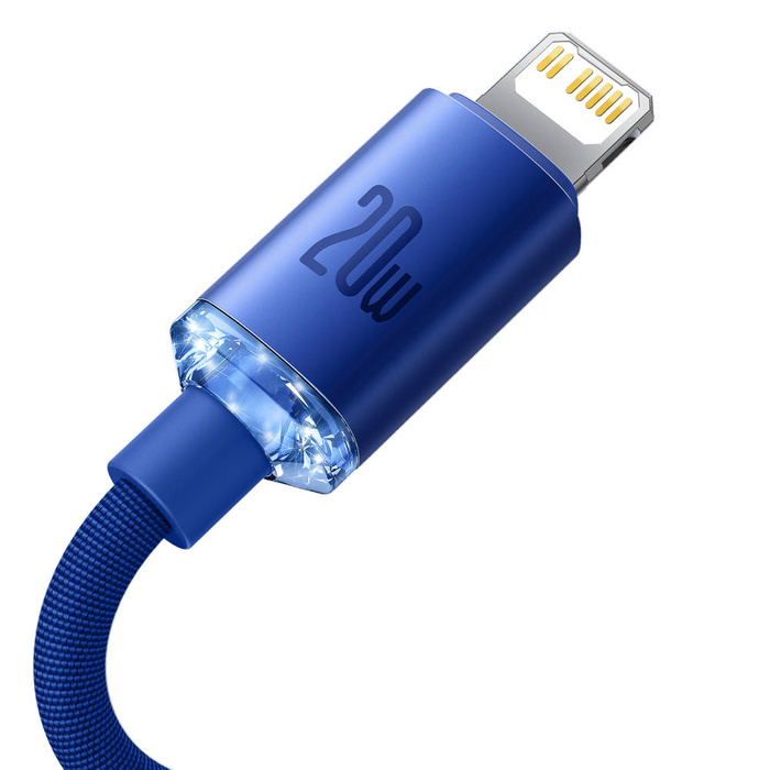 Cavo dati a ricarica rapida della serie Baseus Crystal Shine da USB tipo C a Lightning 20 W 2 m blu (CAJY000303)