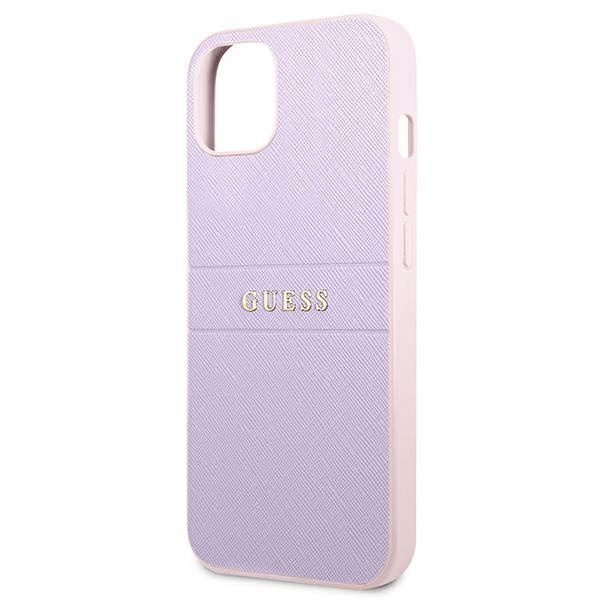 Case GUESS Apple iPhone 13 Mini Saffiano Hot Stamp & Metal Logo Purple Case