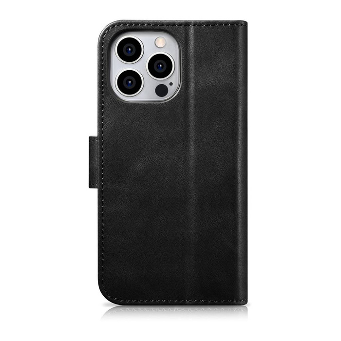 iCarer Oil Wax Wallet Case 2in1 iPhone 14 Pro Flip Leather Cover Anti-RFID black (WMI14220722-BK)