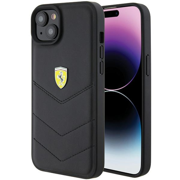 Coque Ferrari FEHCP15MRDUK iPhone 15 Plus 6.7" noir/noircase Logo en métal matelassé Case