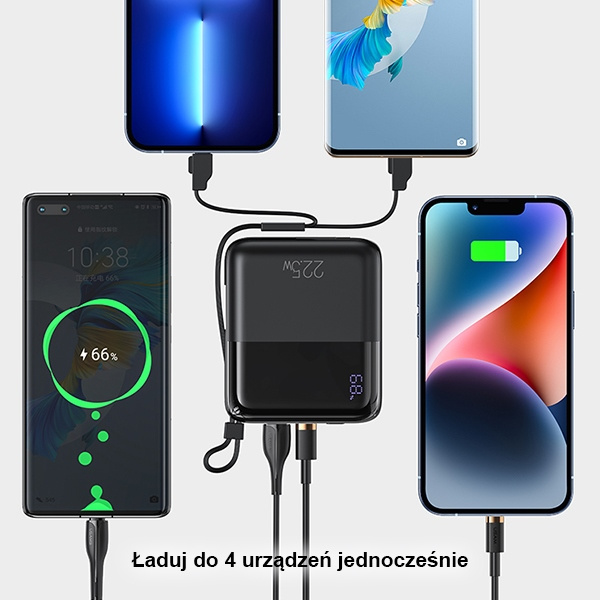 USAMS Powerbank PB69 10000mAh 22.5W QC3.0+PD Fast Charge Digital Display black/black 10KCD18601 (US-CD186)