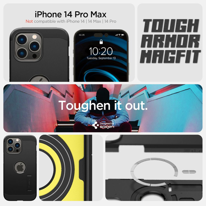 Coque Spigen Tough Armor Mag MagSafe IPhone 14 PRO MAX NOIR