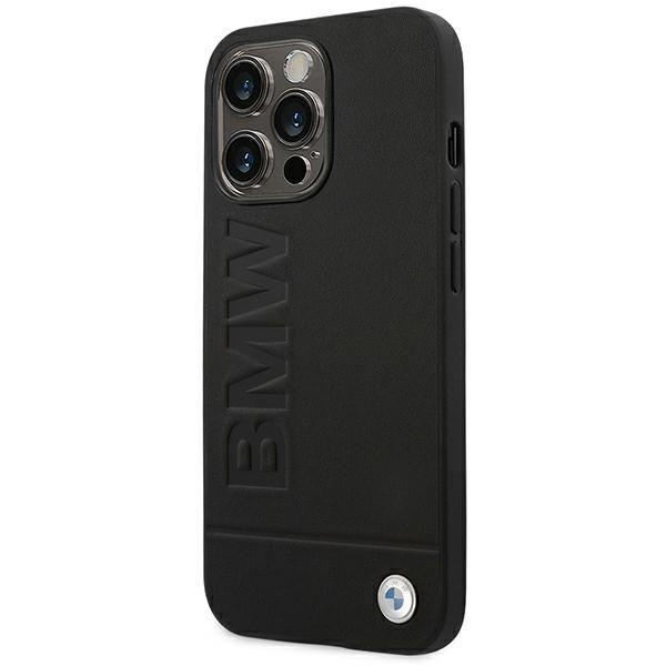 Hülle BMW BMHCP14XSLLBK iPhone 14 Pro Max 6,7" schwarz/schwarz Leder Stempel