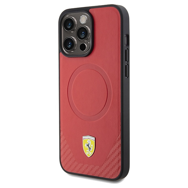 Etui Ferrari FEHMP15LPTER iPhone 15 Pro 6.1" czerwony/red hardcase Carbon Metal Logo MagSafe Case