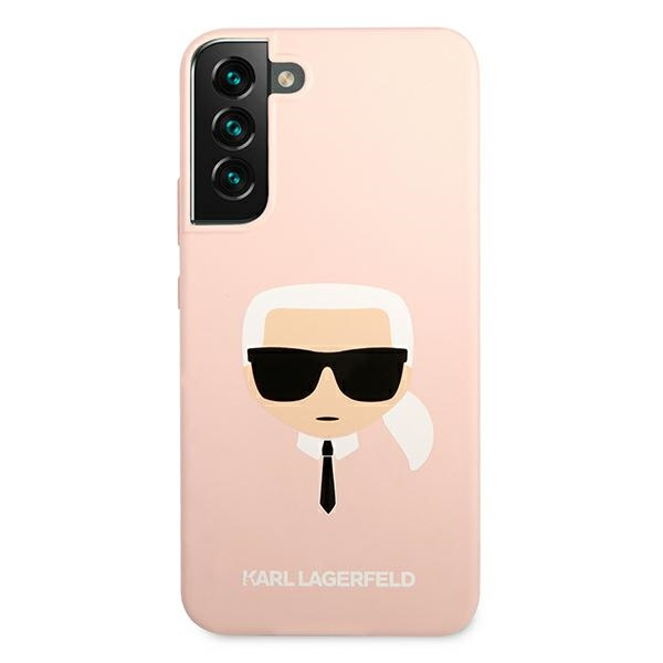 Cover KARL LAGERFELD Custodia rigida rosa per Samsung Galaxy S22 Plus in silicone con testa di Karl