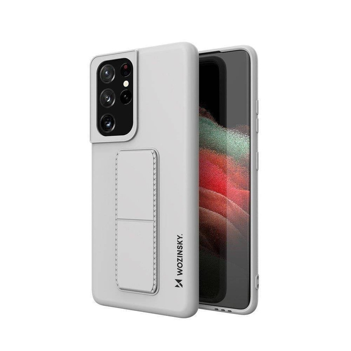 Wozinsky Kickstand Case Silikonový kryt stojanu pro Samsung Galaxy S21 Ultra 5G šedý