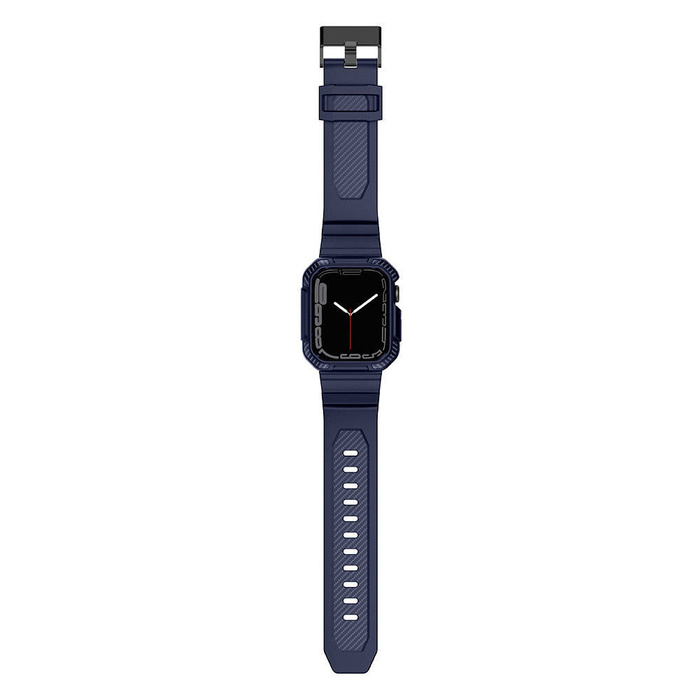 Kingxbar CYF106 2in1 Armband für Apple Watch SE, 8, 7, 6, 5, 4, 3, 2, 1 (41, 40, 38 mm) mit integriertem Gehäuse blau