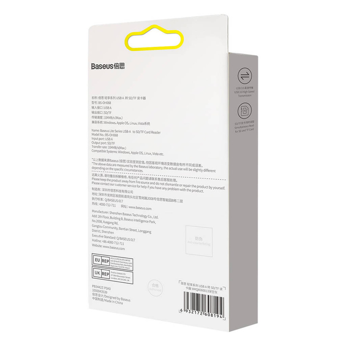 Baseus Lite Series adaptér SD / TF USB čtečka karet šedá (WKQX060013)