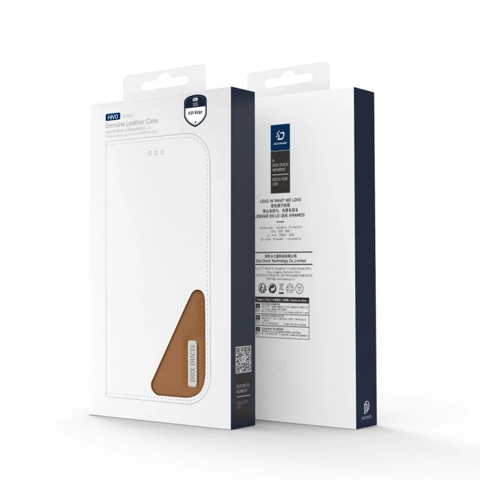 Dux Ducis Hivo Samsung Galaxy S25 Edge Hülle mit Klappdeckel und RFID-Schutz - Braun