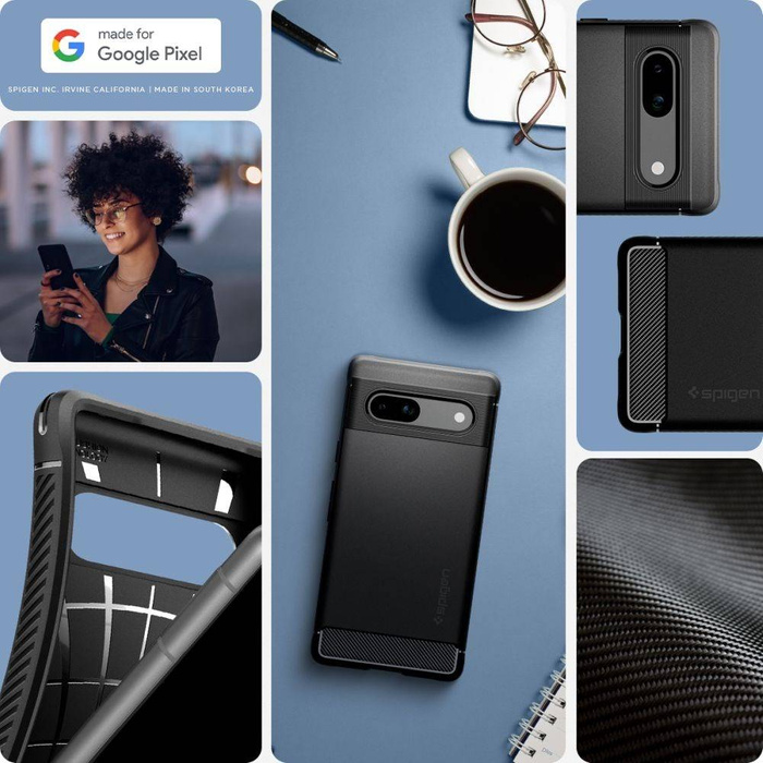 Coque Spigen Rugged Armor Google Pixel 7A MATTE Noir Case