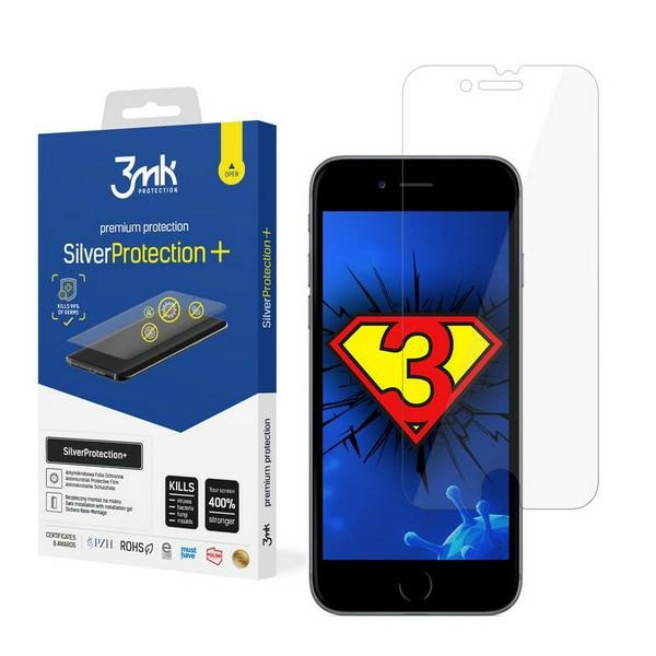 Screen Protector Antimicrobial 3mk Apple iPhone 7 8 SE 2020 Silver Protect Wet Mounted