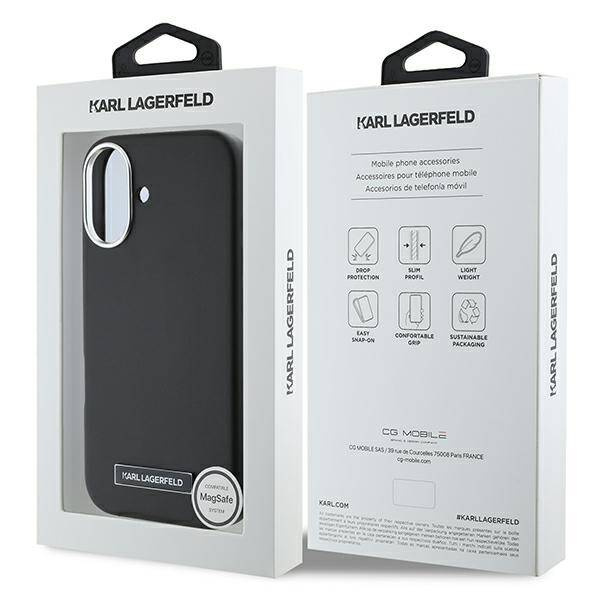 Etui Karl Lagerfeld iPhone 16 Plus 6.7" czarny/black hardcase FW Metal Plate MagSafe