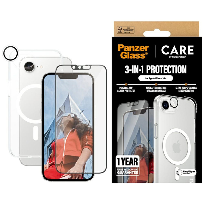 Zestaw ochronny CARE by PanzerGlass      Flagship 3w1 Etui+Szkło+Lens do iPhone 16e