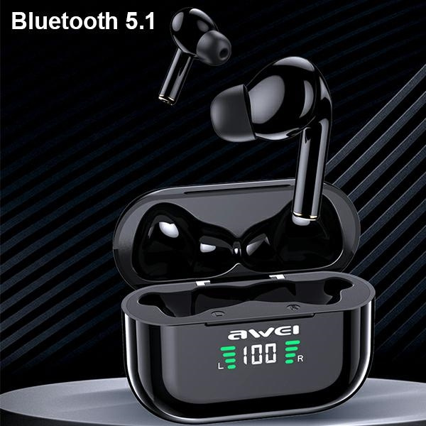 AWEI headphones Bluetooth 5.1 T29P TWS + docking station black/black