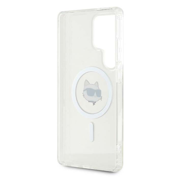 Etui Karl Lagerfeld Button Choupette      Head Printed Logo MagSafe do Samsung Galaxy S25 Ultra biały