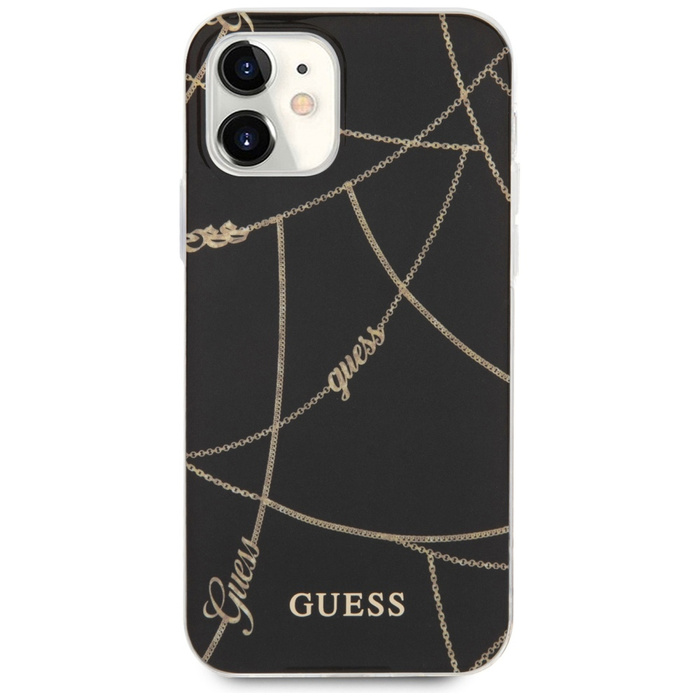 Cover GUESS Apple iPhone 12 Mini Gold Chain Collection GUHCP12SPCUCHBK Nero Hardcase