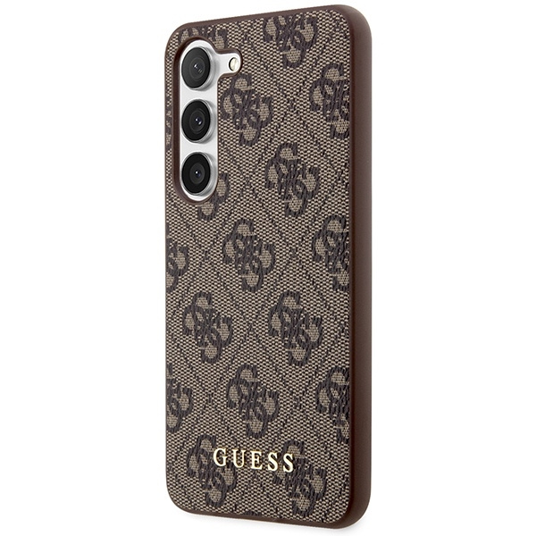 Coque Guess GUHCS23MG4GFBR S23 Plus S916 marron/marron dur case 4G Metal Gold Logo