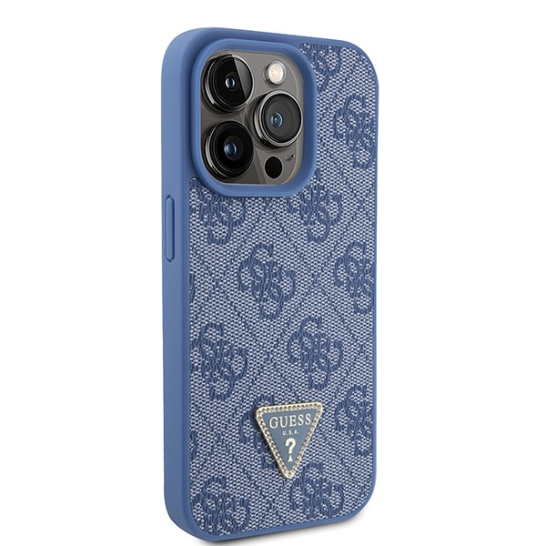 Hülle Guess GUHCP15LP4TDPB iPhone 15 Pro 6.1" blau/blau hartcase Leder 4G Triangle Strass Case