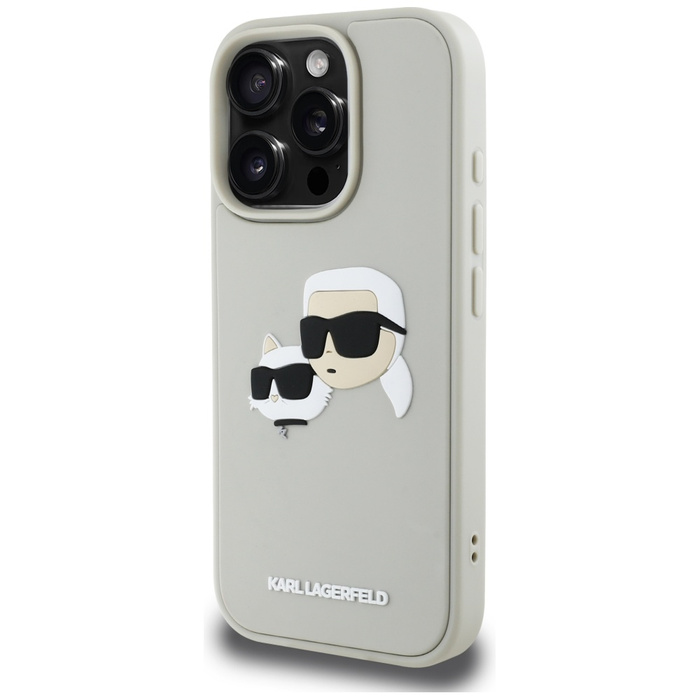 Etui Karl Lagerfeld HC 3D Rubber Double   Heads do iPhone 16 Pro Max beżowy
