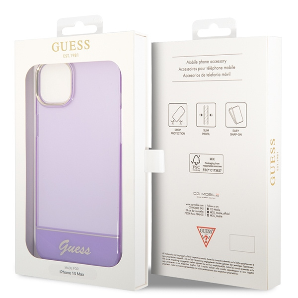 Case GUESS Apple iPhone 14 Plus Translucent Purple Hardcase