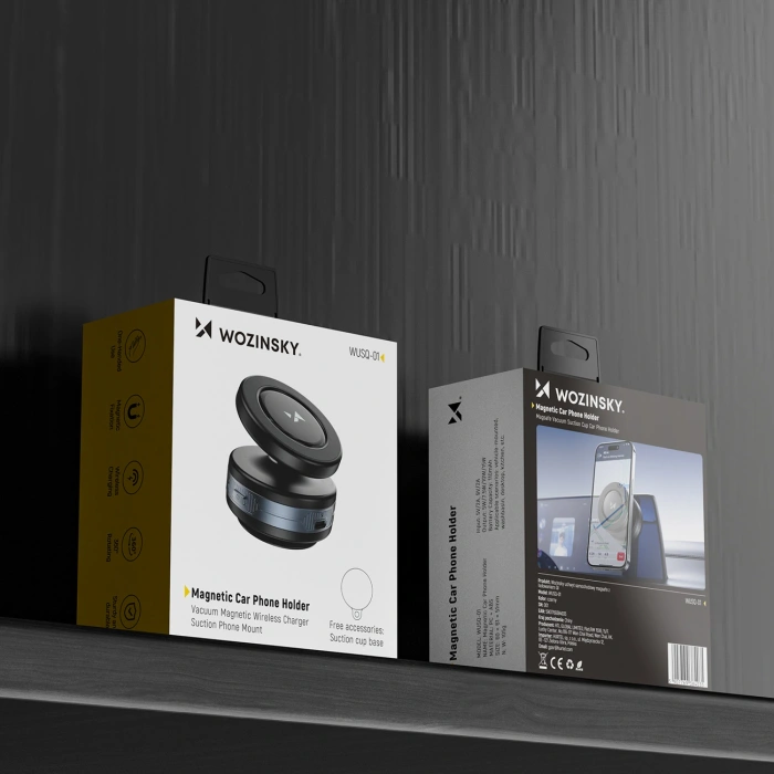 Uchwyt samochodowy Wozinsky WUSQ-01 z ładowarką Qi kompatybilny z MagSafe - czarny