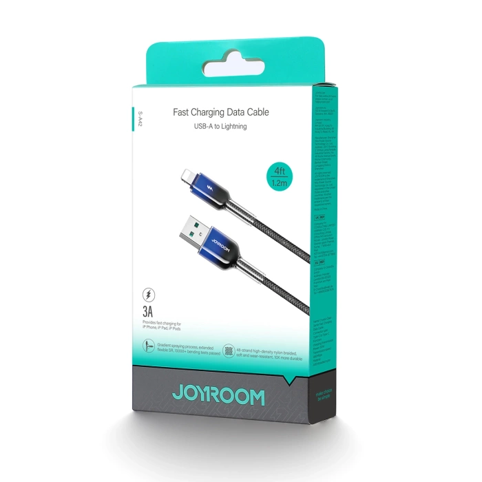 Joyroom S-A42 Crystal-Clear Serie 3A USB-A – Lightning Kabel 1,2 m – Schwarz