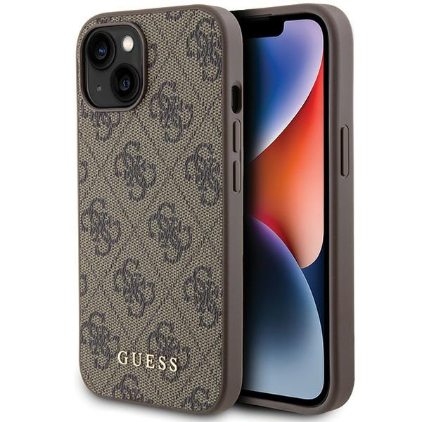 Etui Guess GUHCP15SG4GFBR iPhone 15 6.1" brązowy/brown hard case 4G Metal Gold Logo Case